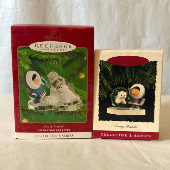 Frosty Friends Hallmark 1994 Frosty’s Wreath 15th in series; 2000 Ice Sculpting - Picture 1 of 6